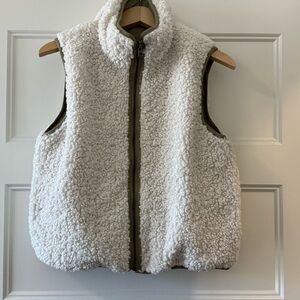 Dylan Olive Nylon & White Sherpa Reversible Vest